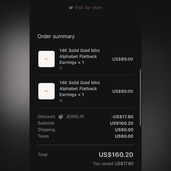 New 14K Gold Flatback Letter Earrings “N” “O” - With Boxes - Picture 15 of 16